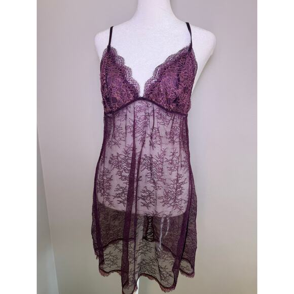 No brand Dresses & Skirts - Sheer Purple Lace Babydoll Slip Dress Lingerie Romantic Goth Fairy
